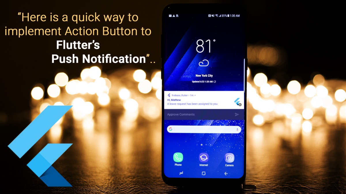 Flutter notifications. Notification with Action and close button. Notification with Action and close button Design.